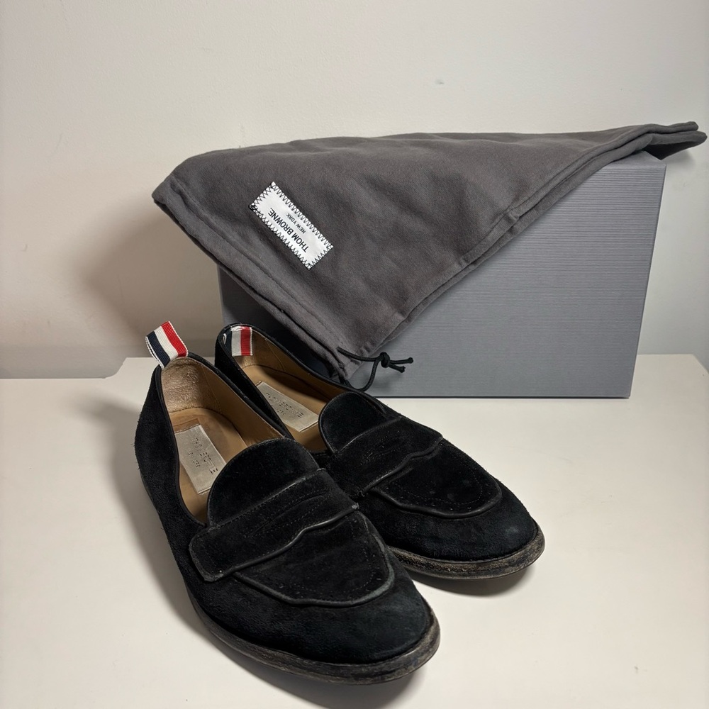 Thom Browne Suede Penny Black Loafers 38.5